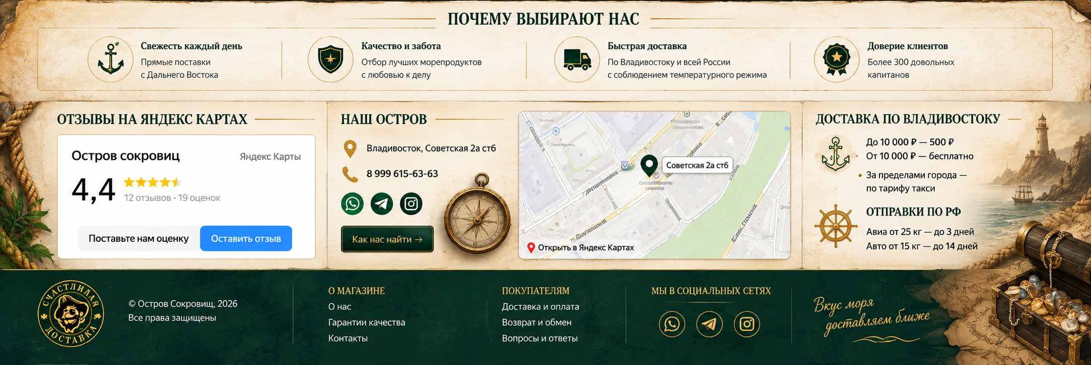 Остров сокровищ — отзывы, контакты и доставка